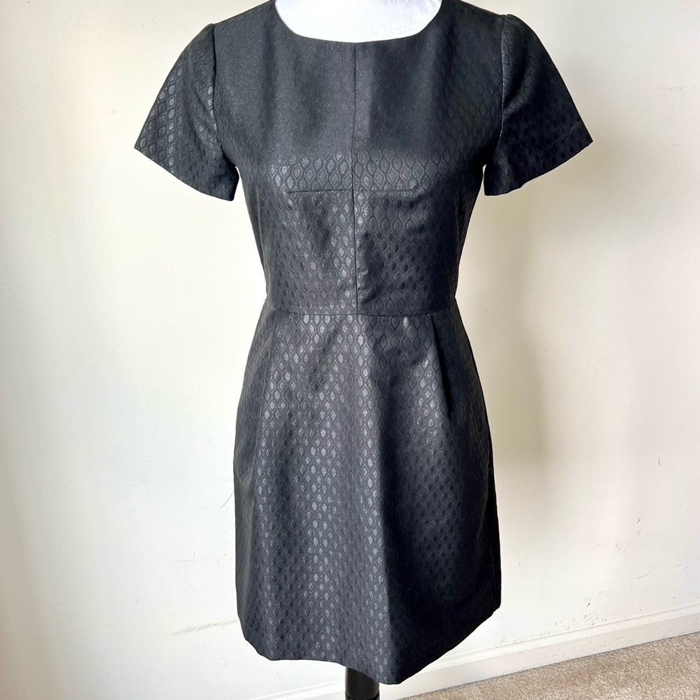 MADEWELL Shimmery Wool Blend Black Brocade Fit & Flare Dress—SZ. 0